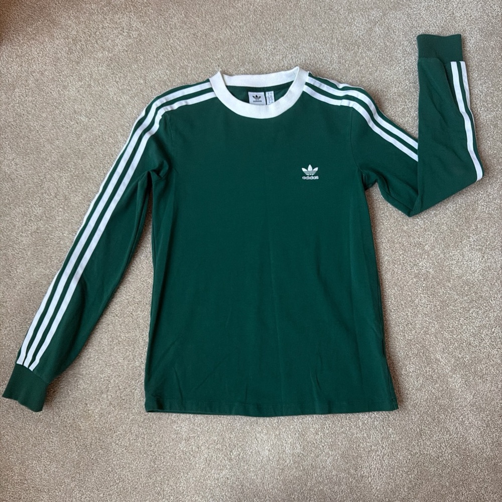 Adidas Forest Green Crewneck with White Trim